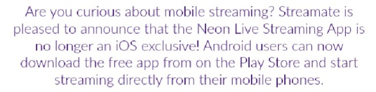 streamate mobile streaming neon