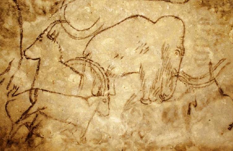 Рисунок мамонта времён палеолита (из пещеры Руффиньяк)