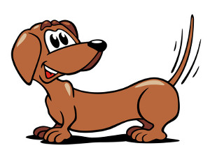 Cartoon Dachshund wagging his tail